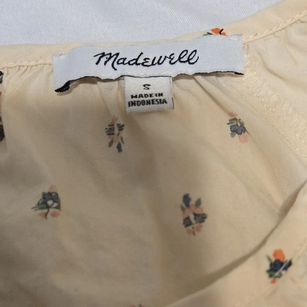 Madewell Gathered Puff Sleeve Crop Top In Sunrise Floral 3/4 Sleeve Size Small
